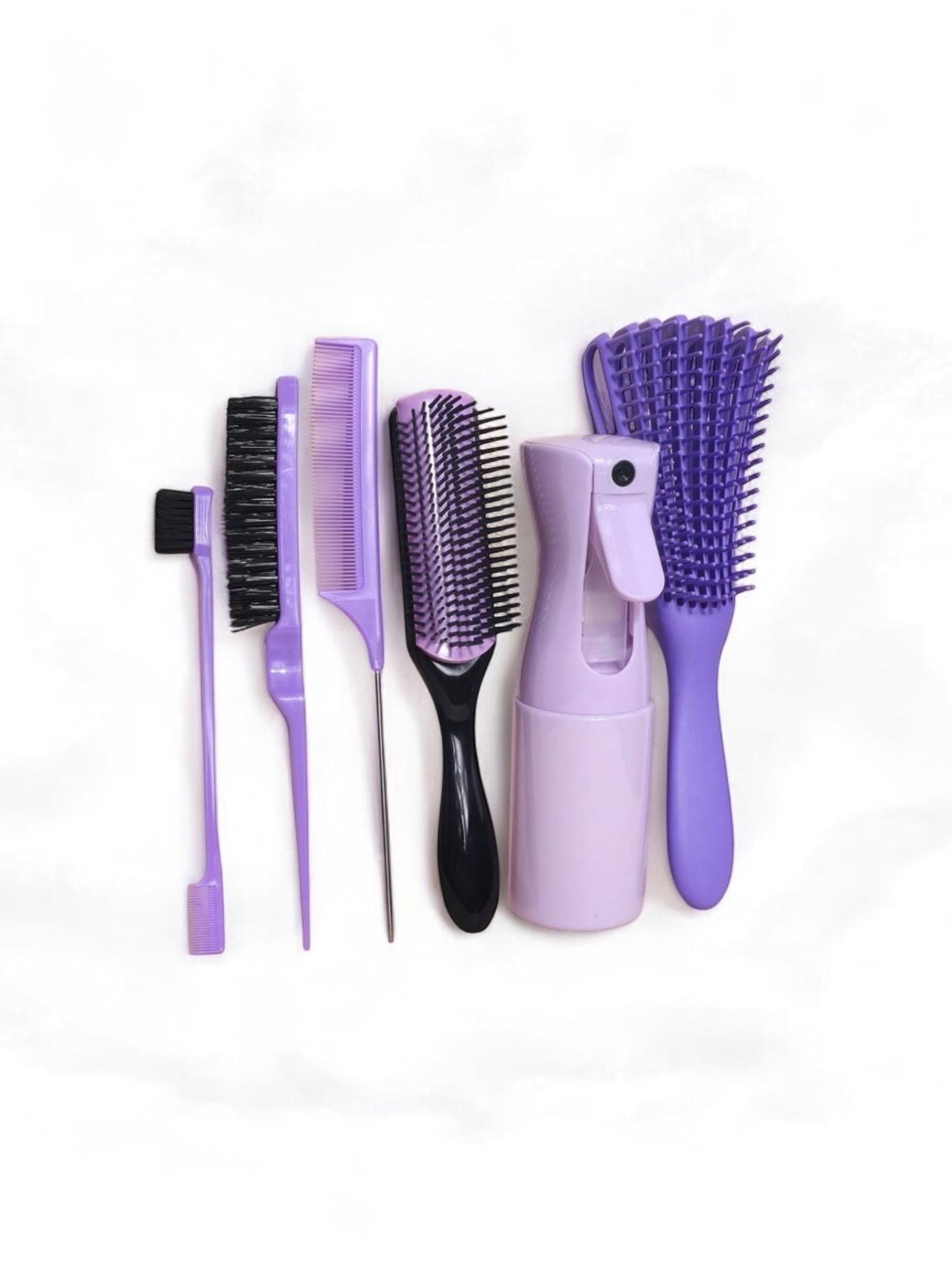 Purple Detangling girl comb, brush and spray  hair set