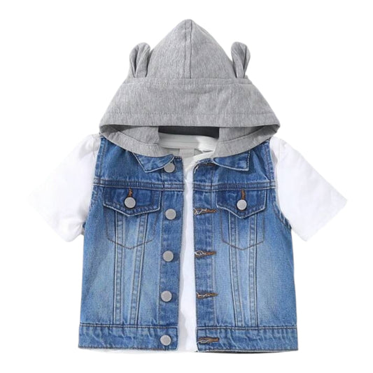 Sleeve less denim baby jacket