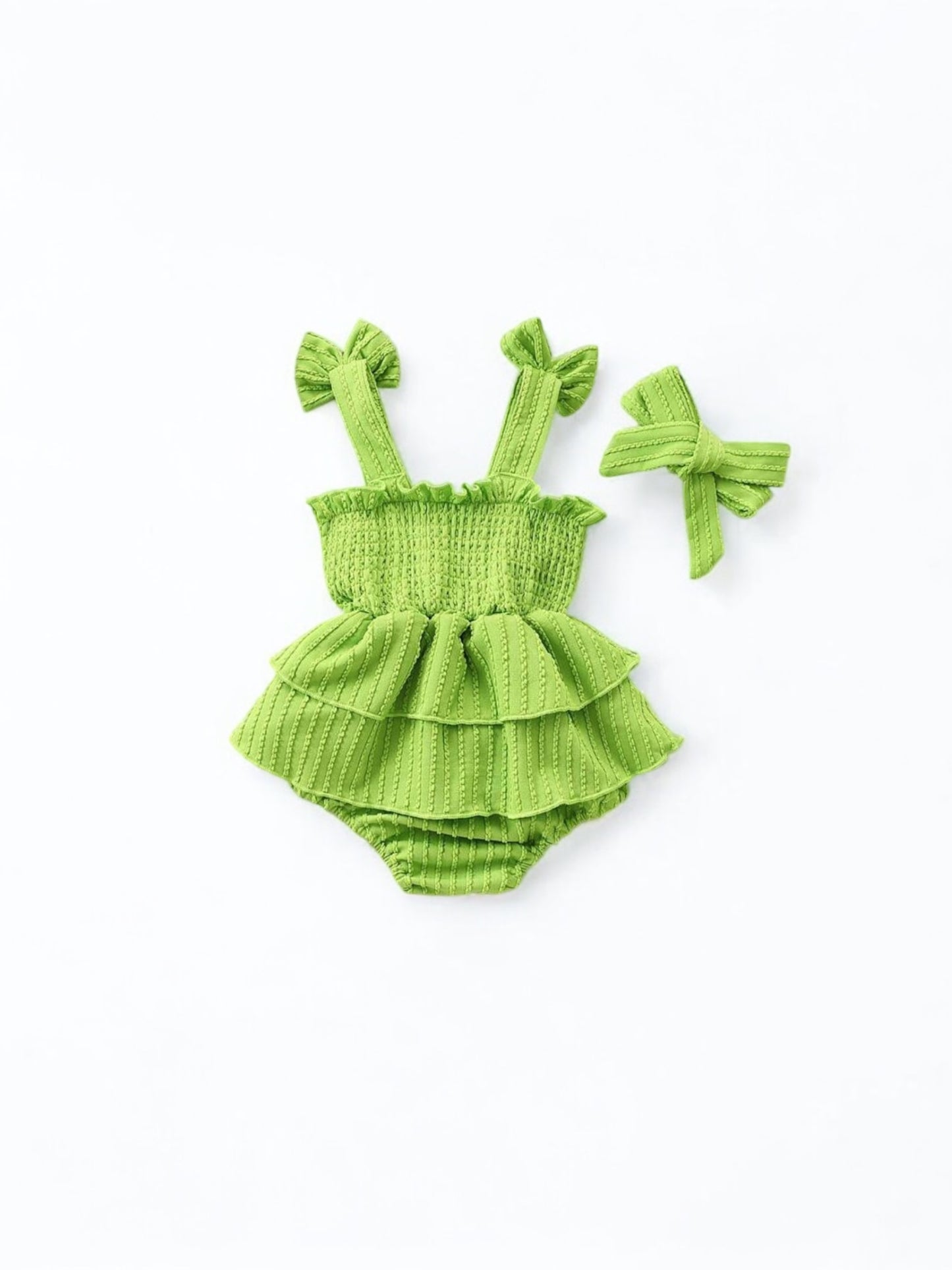 Lime green romper with headband  baby set
