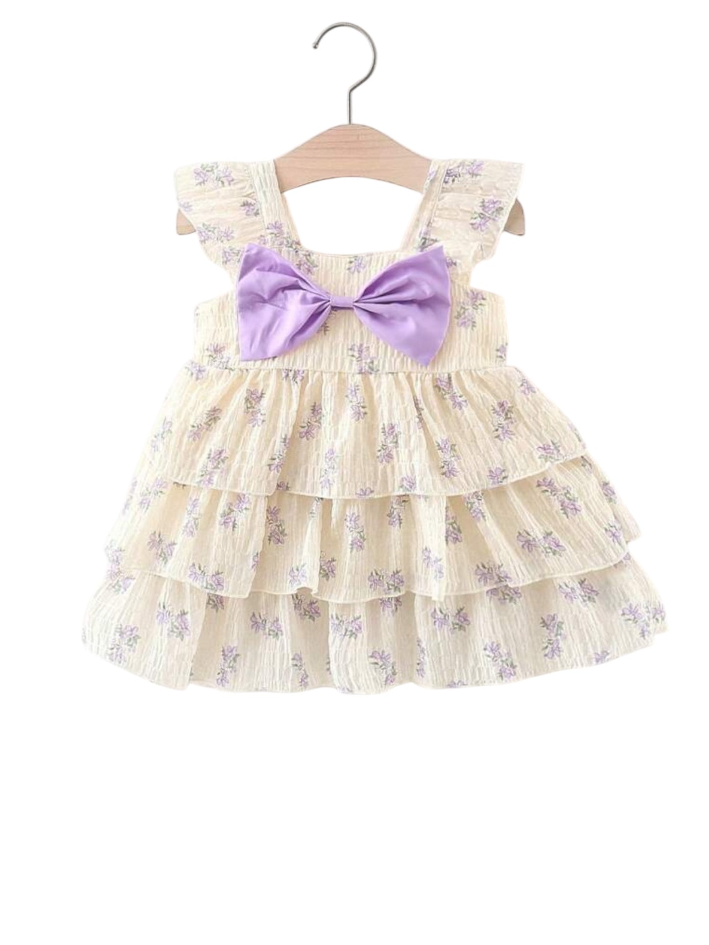 Babydoll purple bow girl baby dress