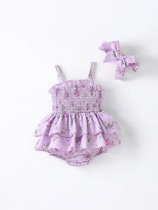 Floral purple baby romper