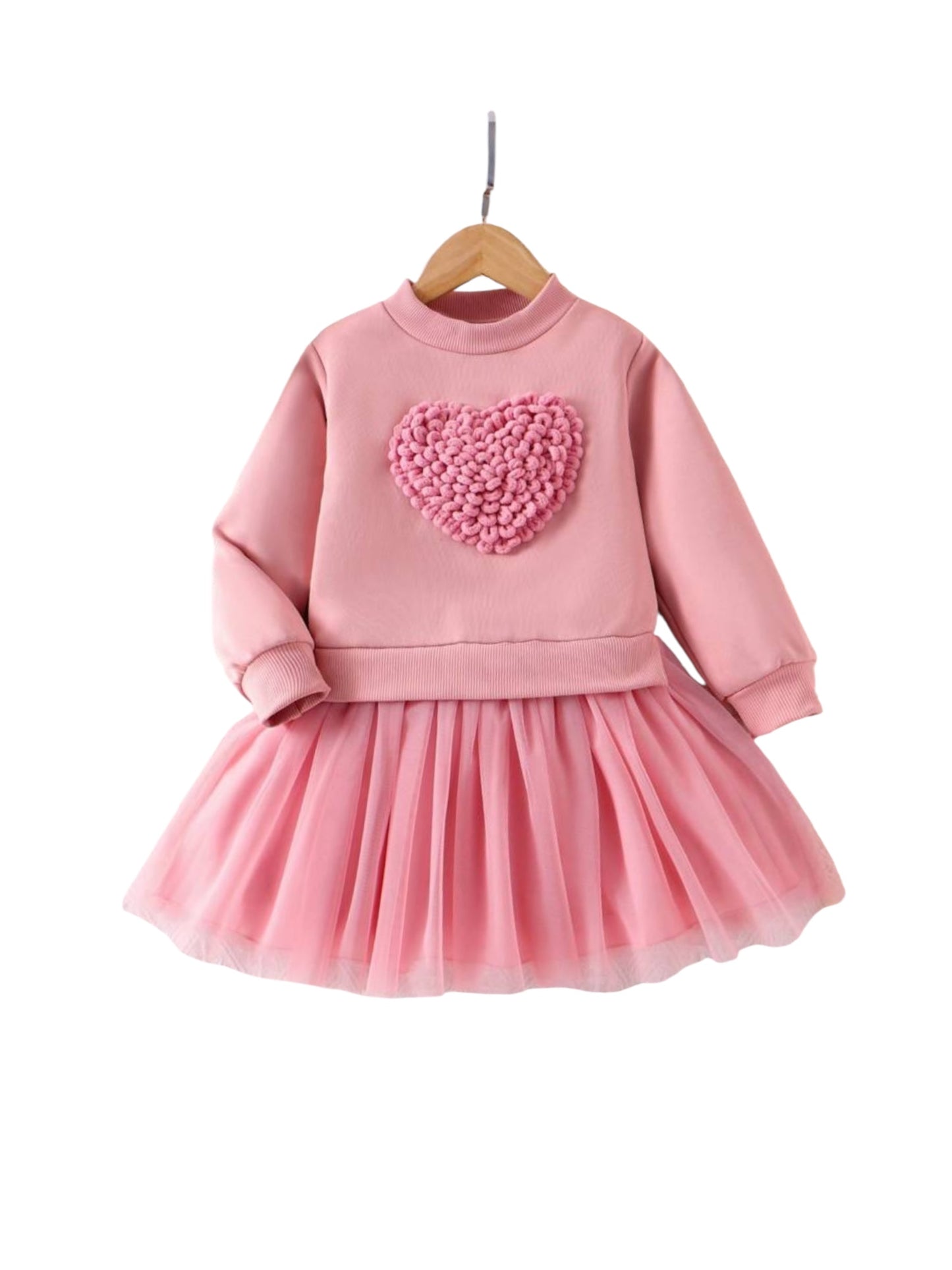 Girls pink heart  tutu sweater dress 2k5