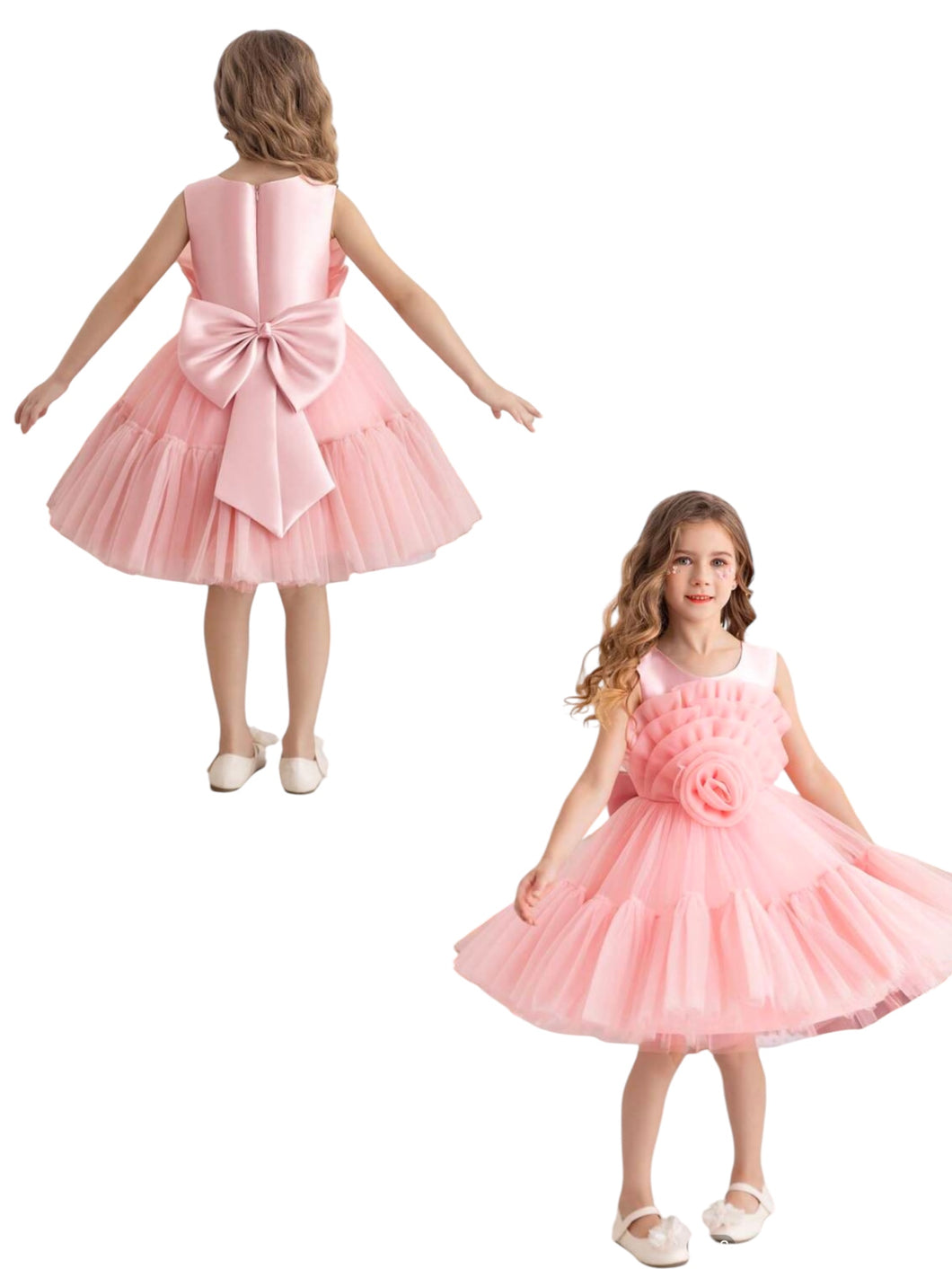 Pink rose tulle princess formal girl dress 2k5