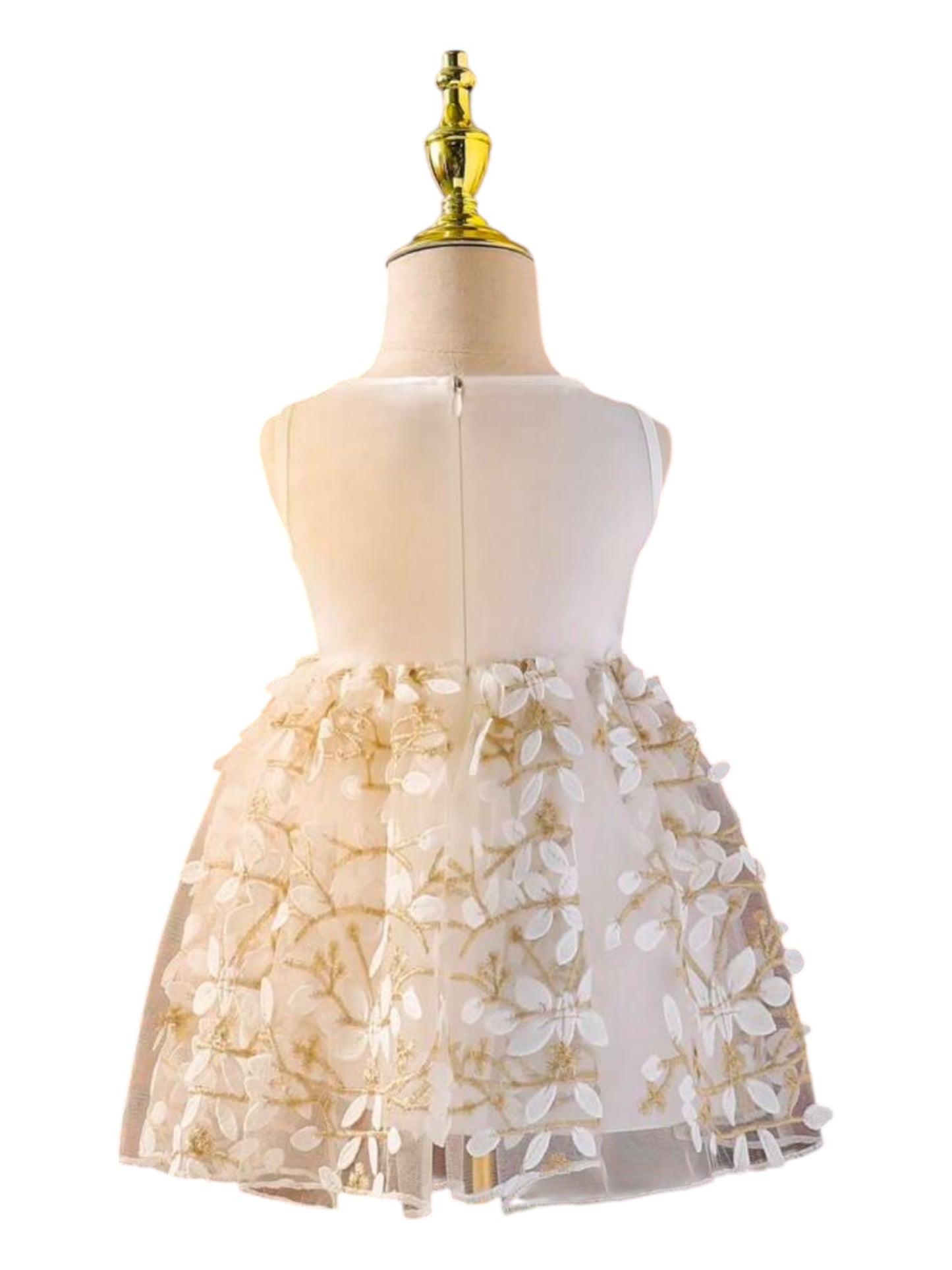 White with gold floral baby dress