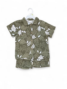 Quick sand green leaf print  boys set