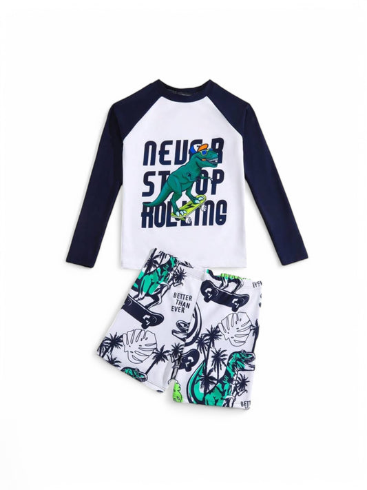 Never stop rolling long sleeve boy swimsuit