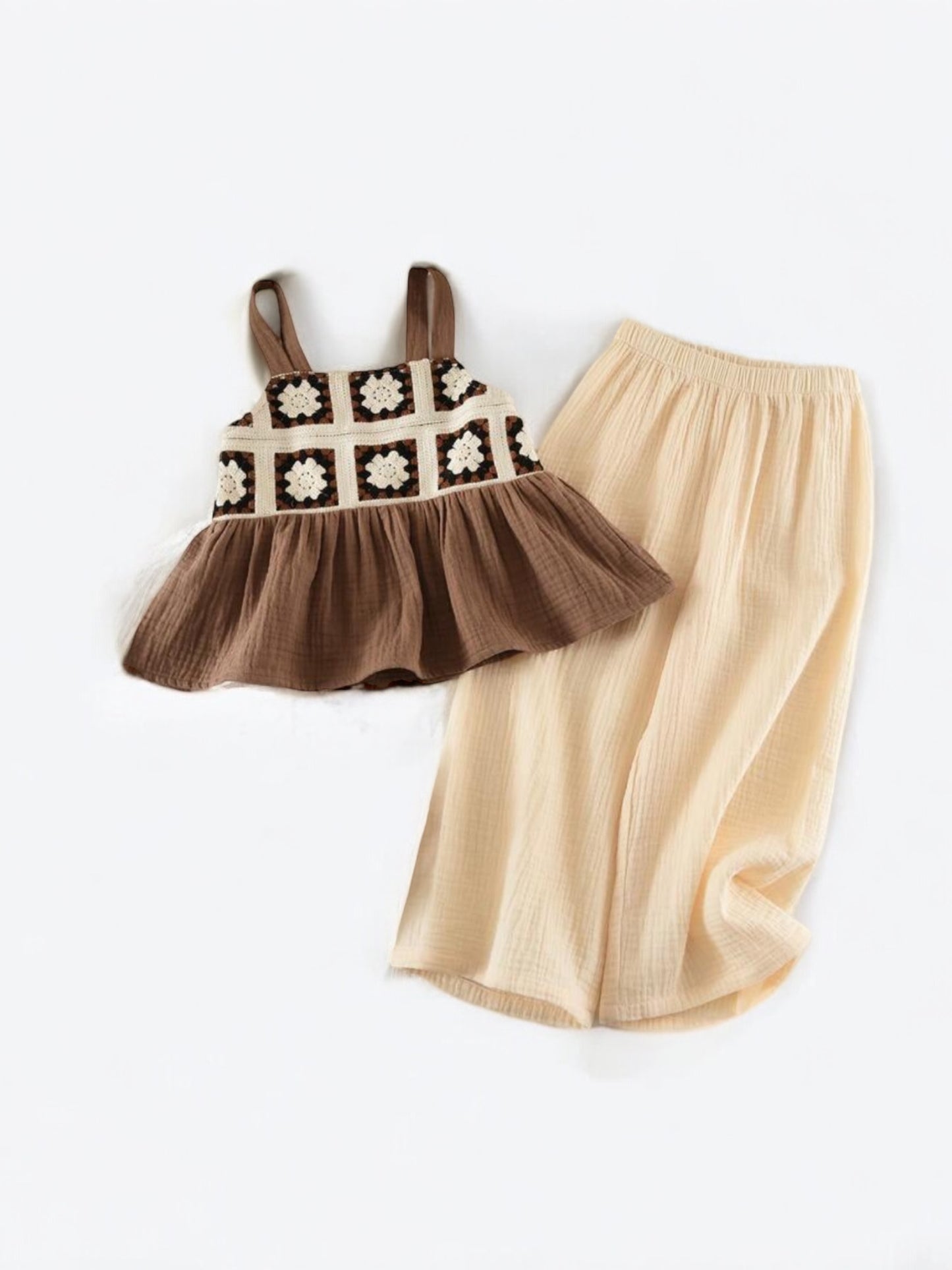Boho cami linen Brown top and long linen pants
