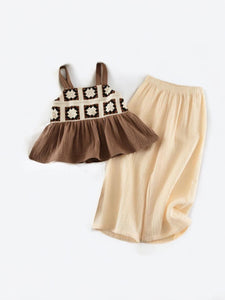 Boho cami linen Brown top and long linen pants