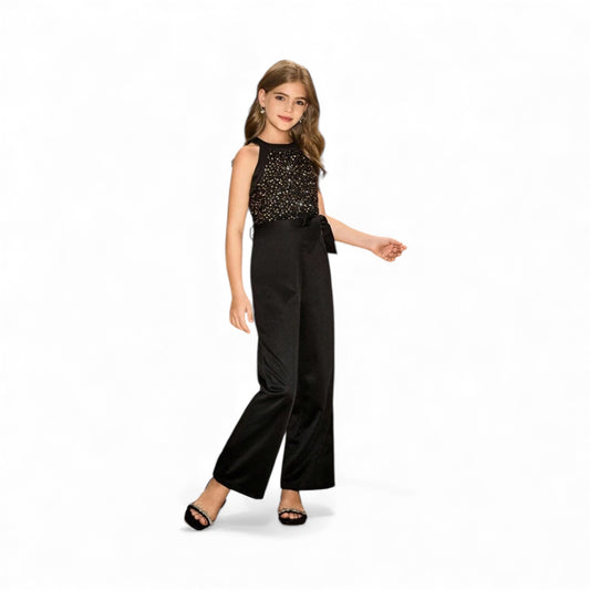 Girls black sequin romper