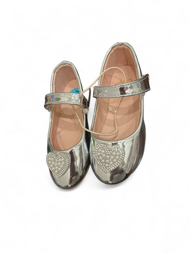 Silver with heart pearl girl formal shoes
