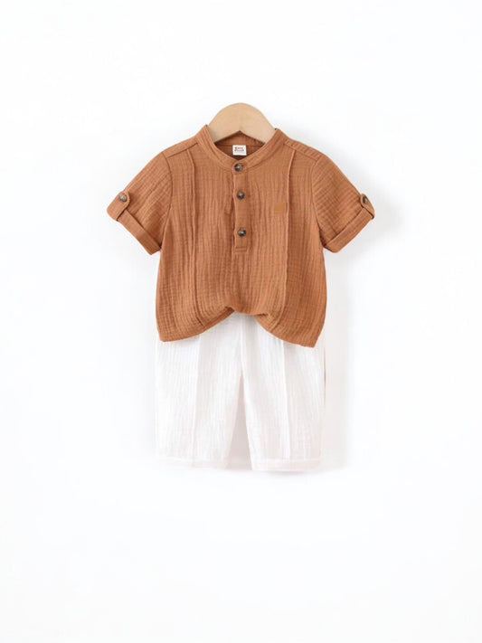Two piece Brien & white long pants boy baby set