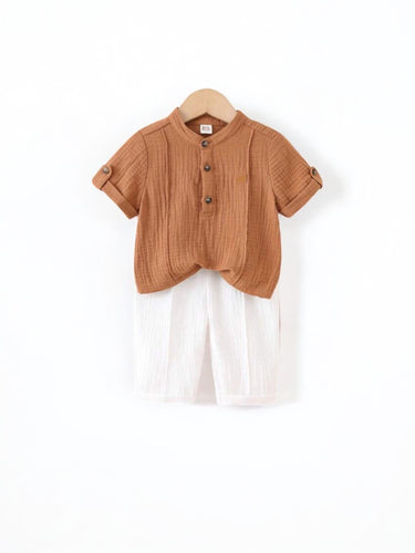 Two piece Brien & white long pants boy baby set