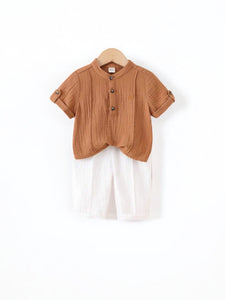 Two piece Brien & white long pants boy baby set