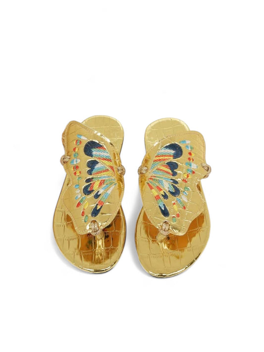 Butterfly design gold girl sandals