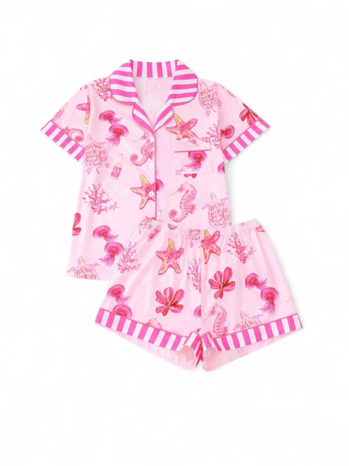 Seashell & flowers pink teen girls pj