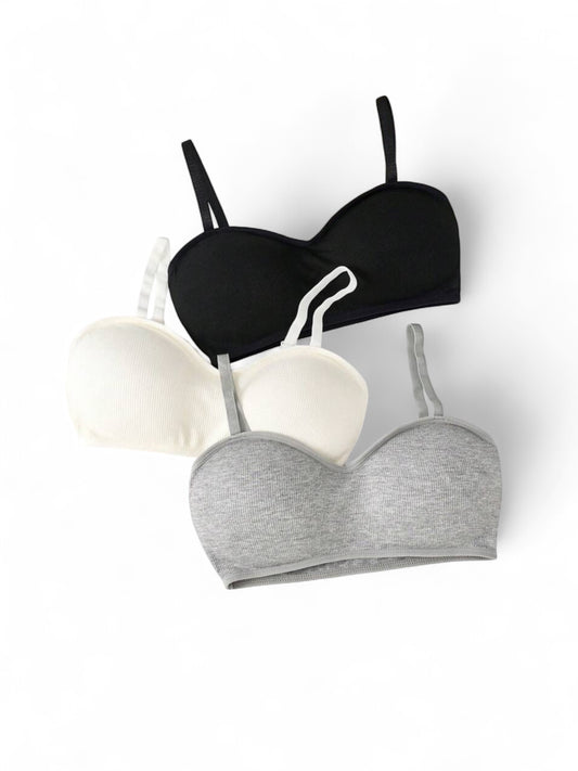 3pc black beige & black bralette