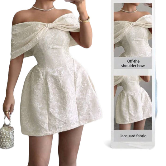 Teen white elegant off the shoulder dress