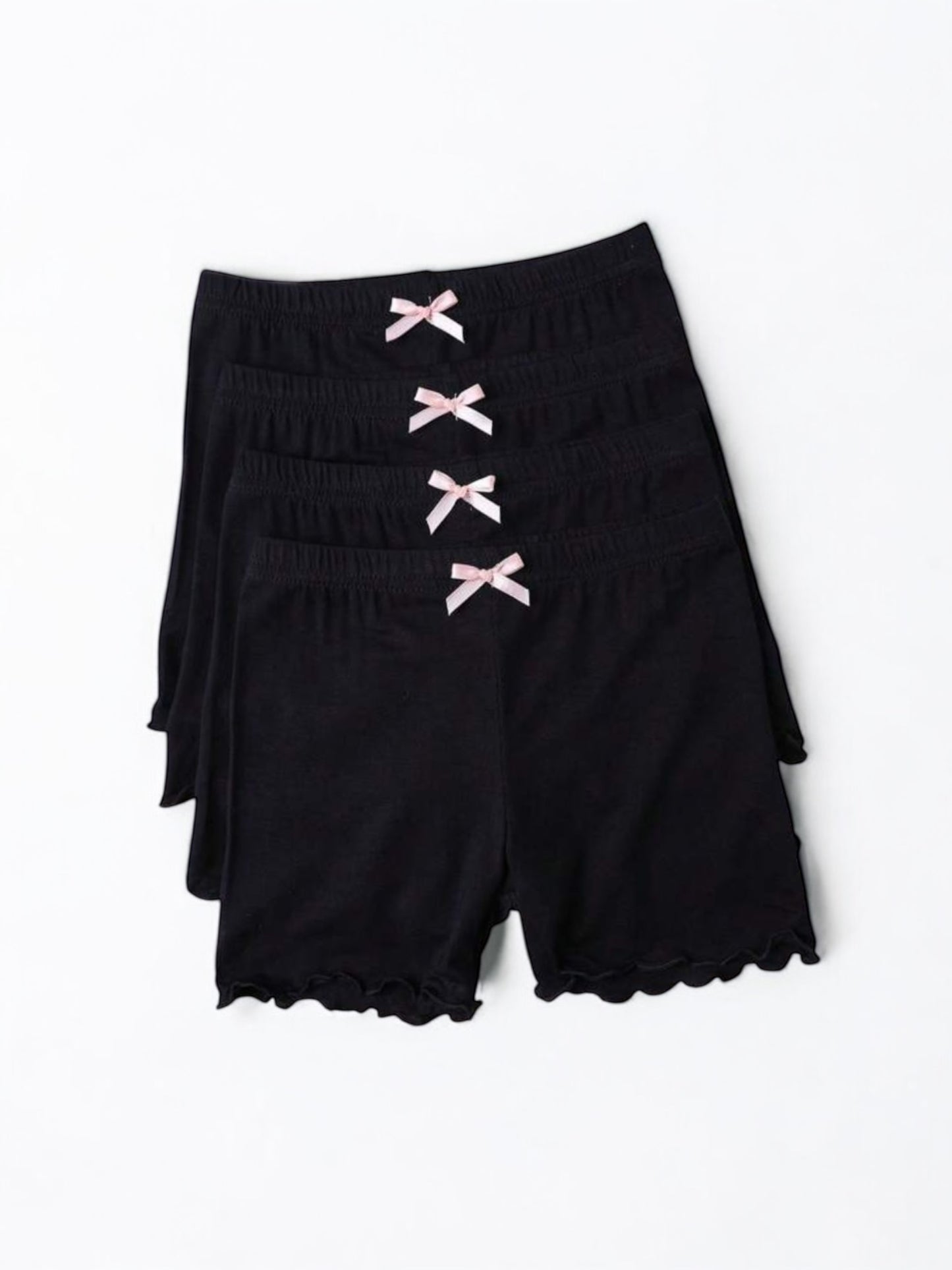 4pc girls shorts with bow (black)