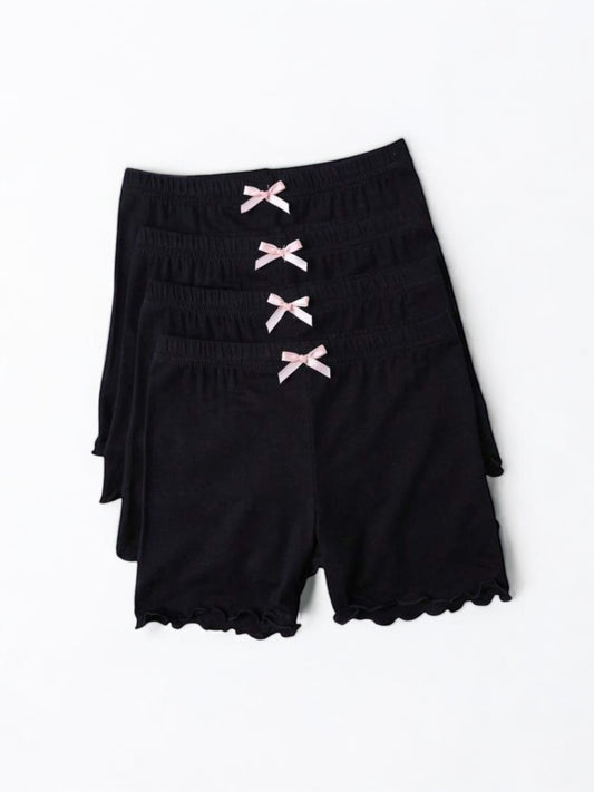 4pc girls shorts with bow (black)