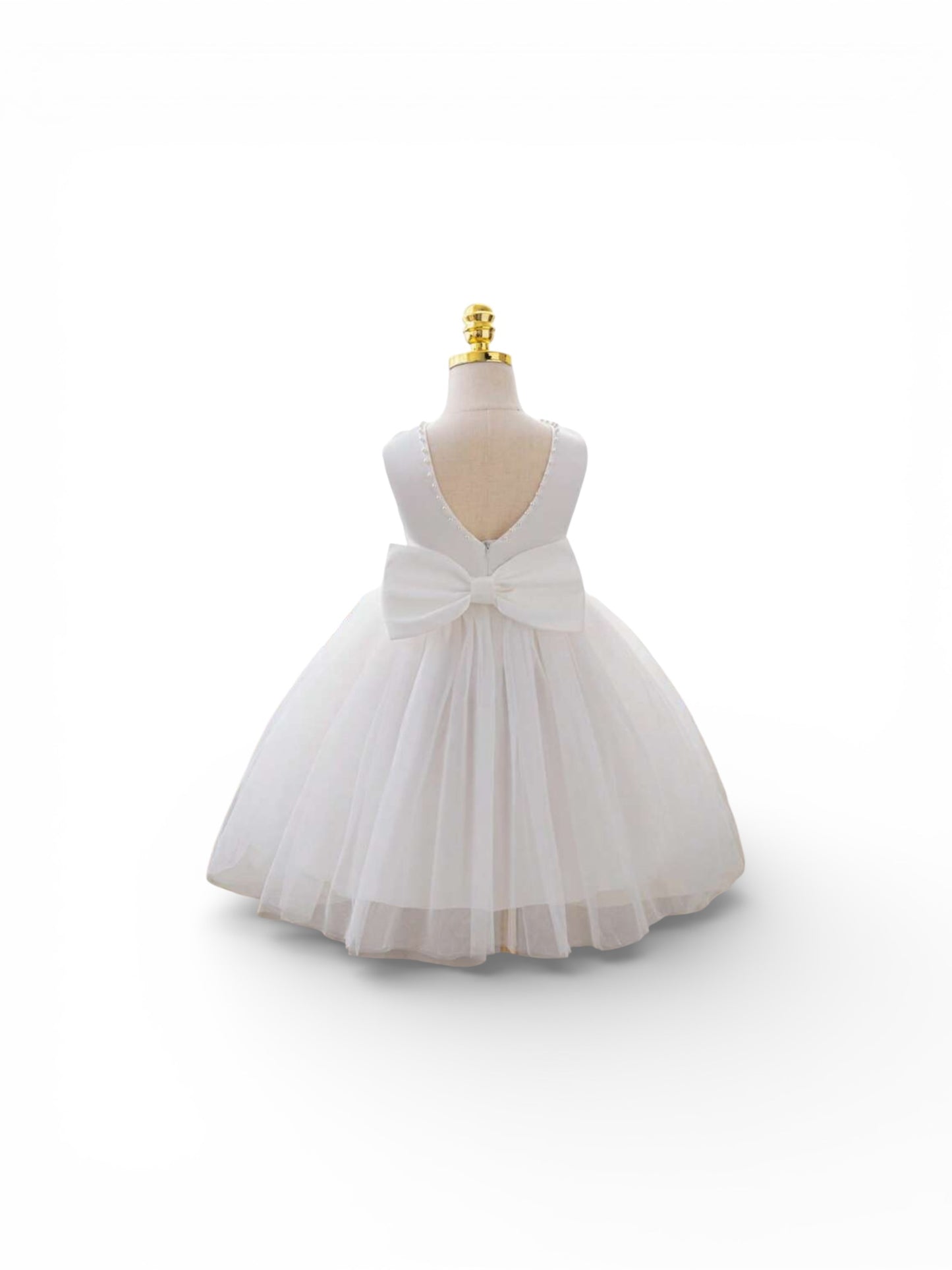 Girls pearl low back girls white  dress