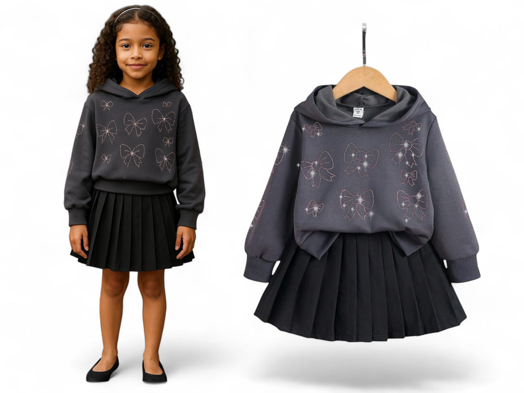Dark grey sweater with skirt set