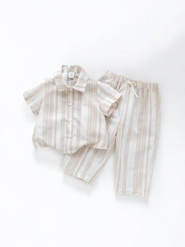 Unisex 2pc  brown stripe 2 pc baby set