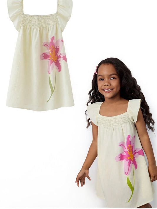 Tropical hibiscus girl dress