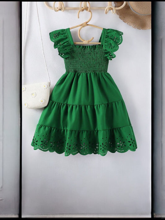 Green razor girl dress