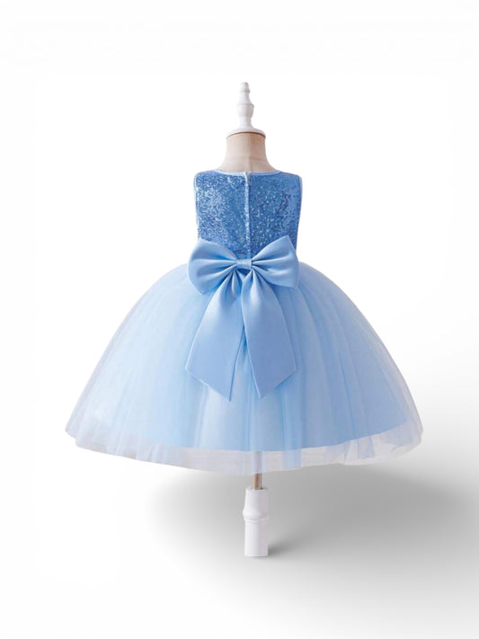 Sequins  girls fancy blue dress