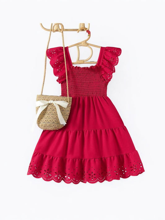 Razor frill red girl dress