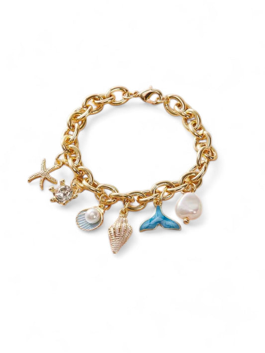 Seashell and pearls girl bracelet