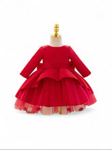 Red formal girls long sleeve red baby dress  2k5