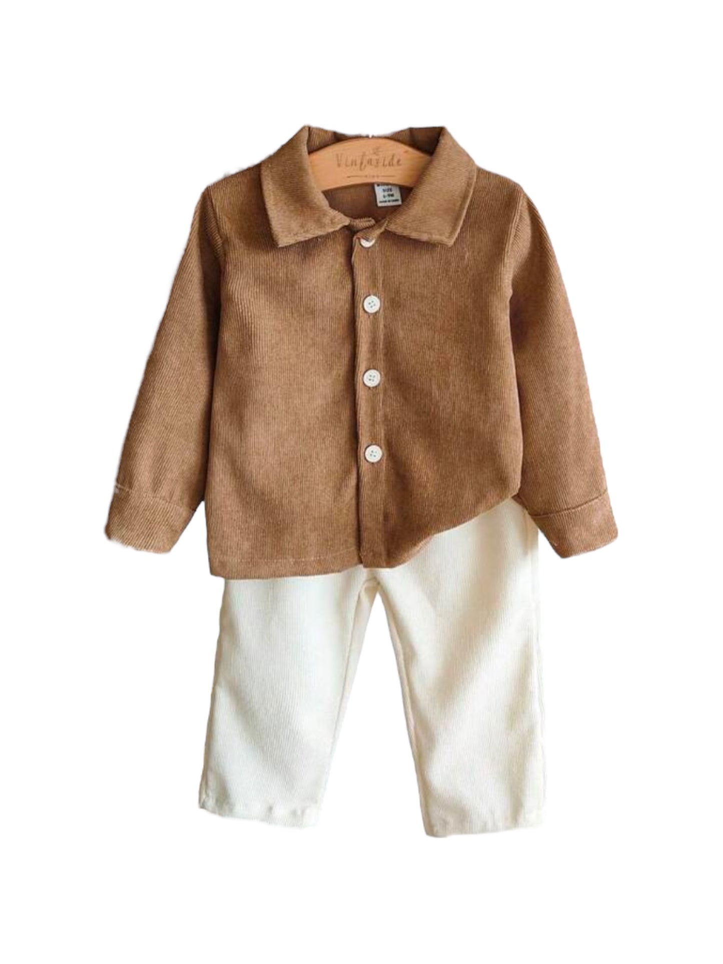 Brown 2pc brown & beige boys baby set