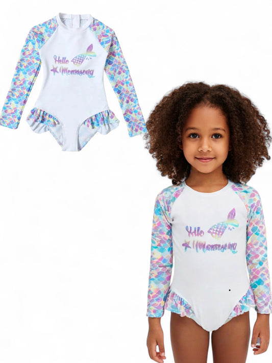 long sleeve mermaid girl swimsuit