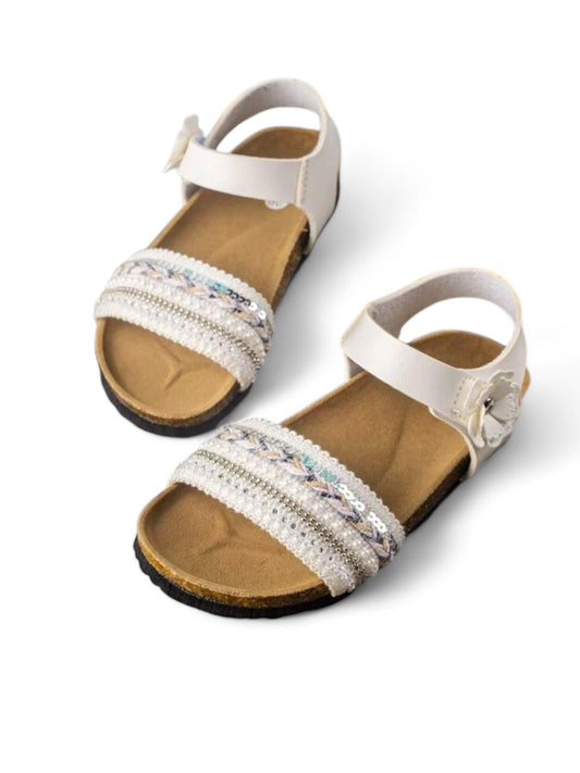 White with bohemian braid girl sandals