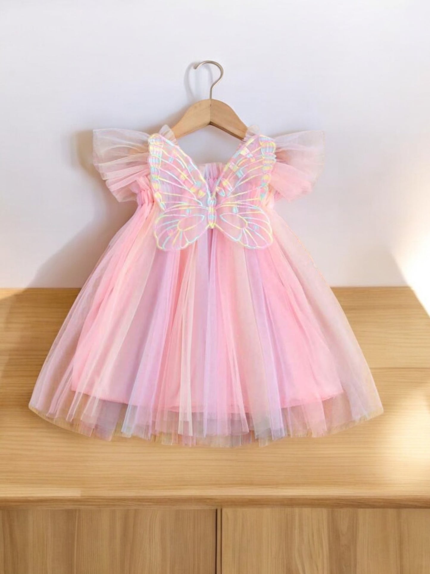 Pink rainbow buttery girl dress