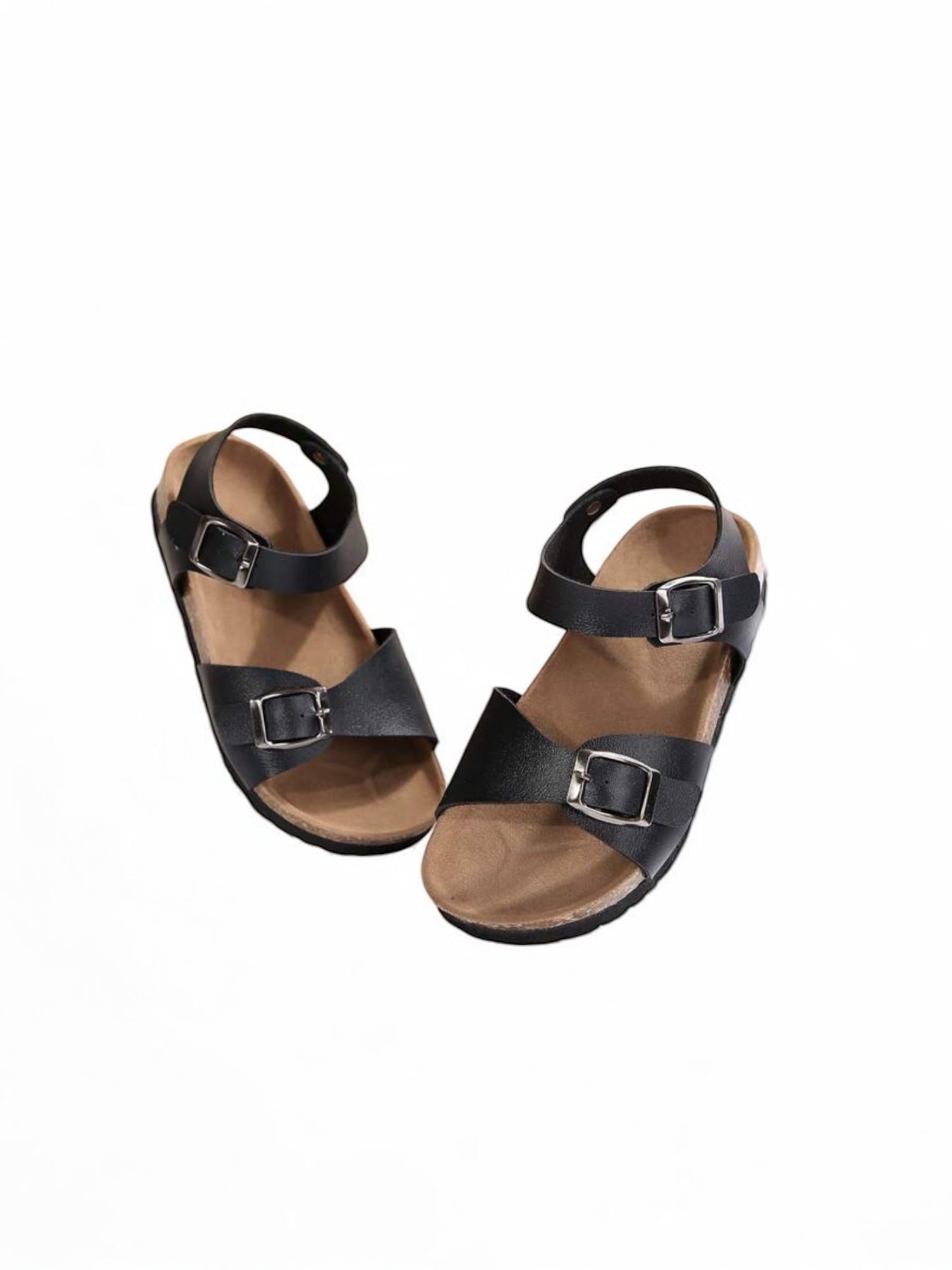 Double buckled toddler girl sandals black