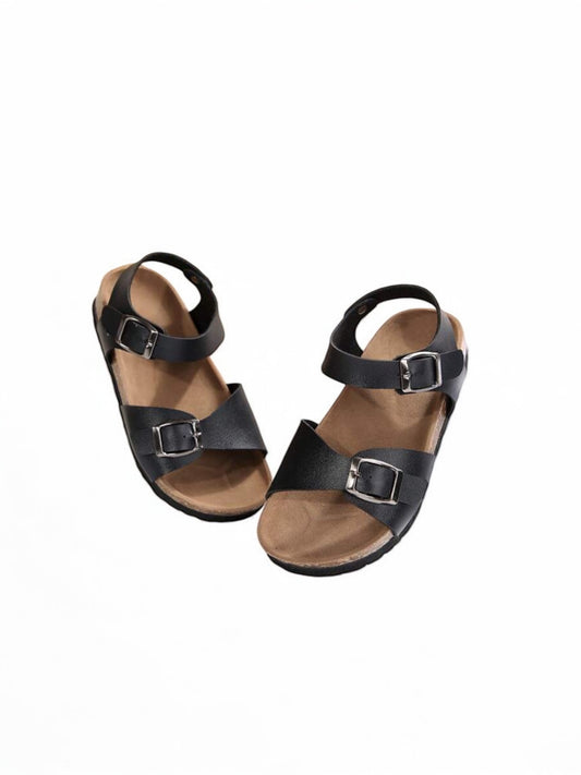 Double buckled toddler girl sandals black