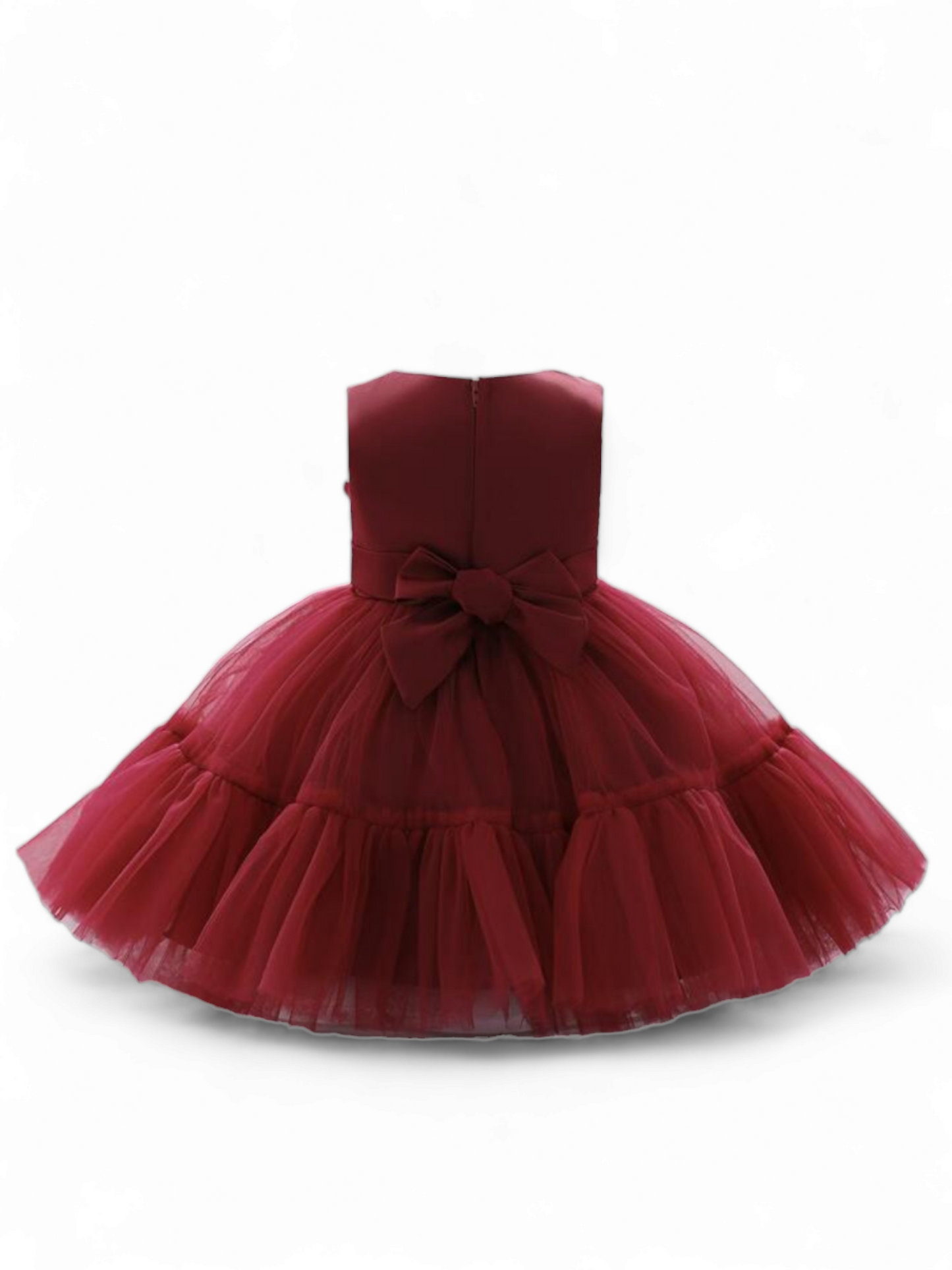 Burgundy girl formal dress with tulle