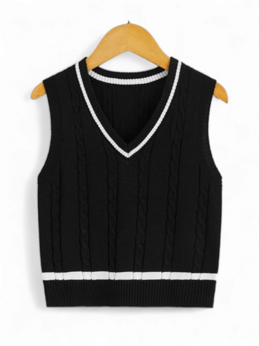 Boy black with white stripe sweater vest