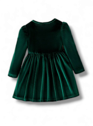 Green velvet girl  dress