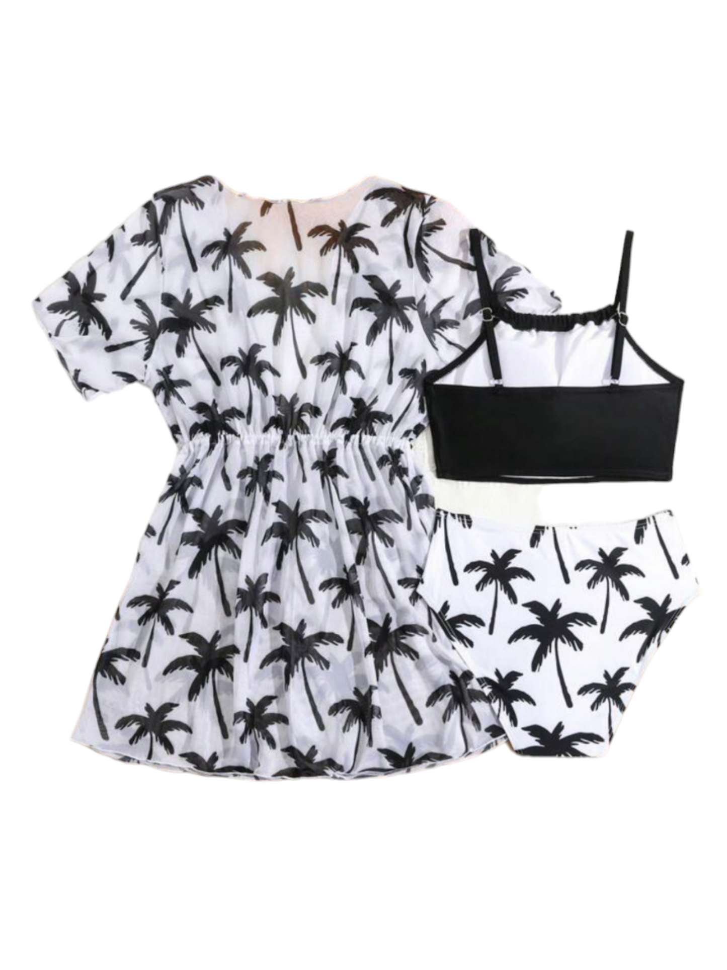 Palm tree print girls swimsuit
