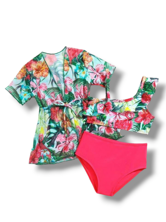Floral 3pc baby swimsuit