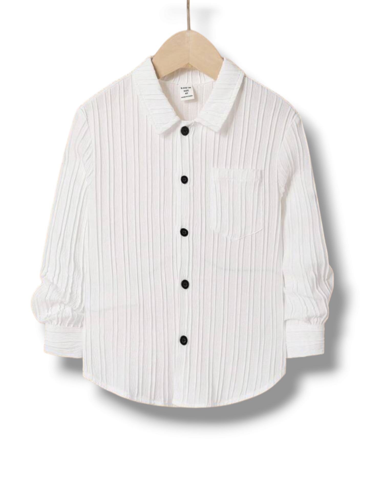 White Long sleeve button down boys shirt