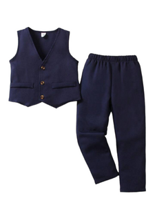 Boy navy blue vest set