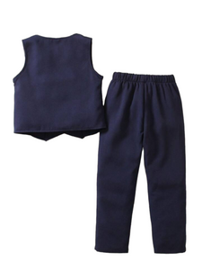 Boy navy blue vest set