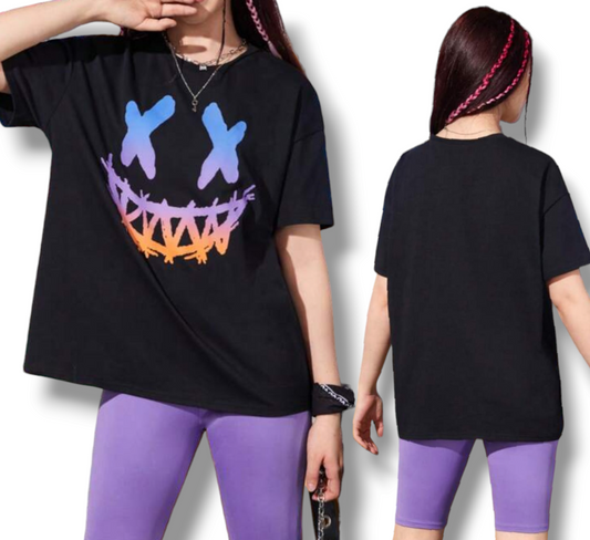 Teen girl T with biker shorts
