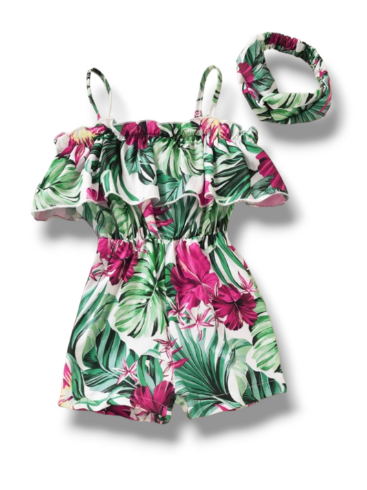 Rose print rumper