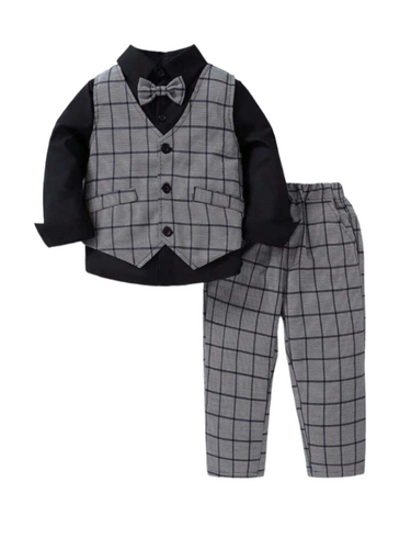 Grey stripe boy formal set