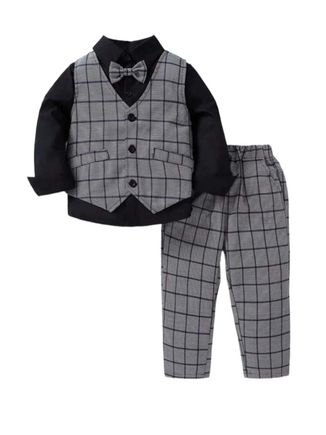 Grey stripe boy formal set